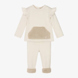 Patachou-طقم ليقنز مضلع لون عاجي للبنات | Childrensalon Outlet