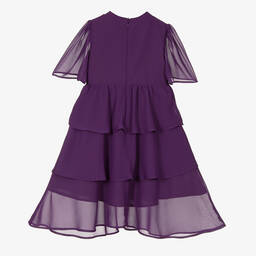 Patachou-Girls Dark Purple Chiffon Dress | Childrensalon Outlet