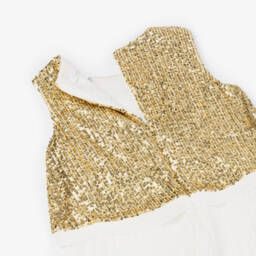 Patachou-Girls Dazzling Gold Pleated Jumpsuit | Childrensalon Outlet