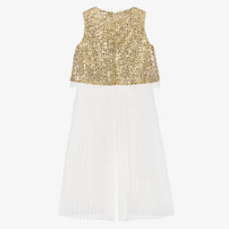 Patachou-Girls Dazzling Gold Pleated Jumpsuit | Childrensalon Outlet