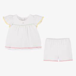 Patachou-طقم شورت صيفي أبيض ناعم للبنات | Childrensalon Outlet