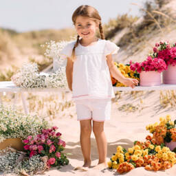 Patachou-طقم شورت صيفي أبيض ناعم للبنات | Childrensalon Outlet