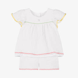 Patachou-طقم شورت صيفي أبيض ناعم للبنات | Childrensalon Outlet