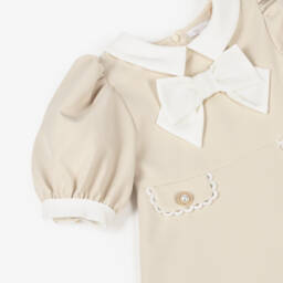 Patachou-Girls Elegant Beige Bow Frock | Childrensalon Outlet
