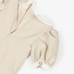 Patachou-Girls Elegant Beige Bow Frock | Childrensalon Outlet