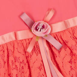 Patachou-Girls Elegant Coral Lace Ensemble | Childrensalon Outlet