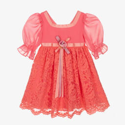Patachou-Girls Elegant Coral Lace Ensemble | Childrensalon Outlet