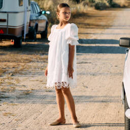 Patachou-Girls Elegant Floral Cotton Lace Dress | Childrensalon Outlet