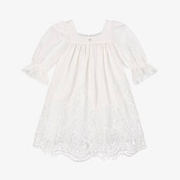 Patachou-Girls Elegant Floral Cotton Lace Dress | Childrensalon Outlet