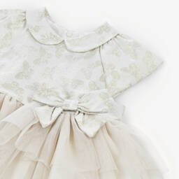 Patachou-Girls Elegant Golden & Ivory Tulle Gown | Childrensalon Outlet