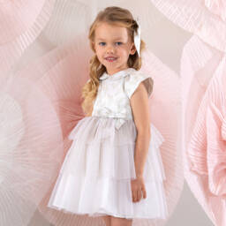 Patachou-Girls Elegant Golden & Ivory Tulle Gown | Childrensalon Outlet