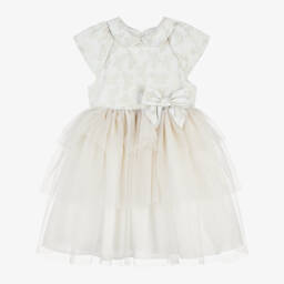 Patachou-Girls Elegant Golden & Ivory Tulle Gown | Childrensalon Outlet