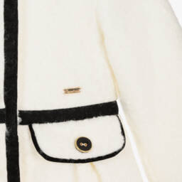Patachou-Girls Elegant Ivory Bouclé Overcoat | Childrensalon Outlet
