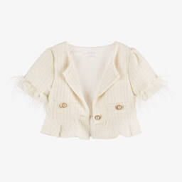 Patachou-Элегантный кремовый твидовый ансамбль для девочек | Childrensalon Outlet