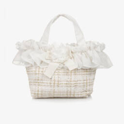 Patachou-Girls Elegant Ivory Tweed Purse | Childrensalon Outlet