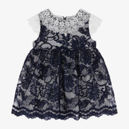 Patachou-Girls Elegant Navy Lace Dress | Childrensalon Outlet