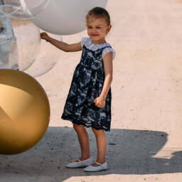 Patachou-Girls Elegant Navy Lace Dress | Childrensalon Outlet