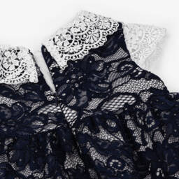 Patachou-Girls Elegant Navy Lace Dress | Childrensalon Outlet