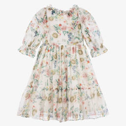Patachou-Girls Elegant White Floral Chiffon Dress | Childrensalon Outlet