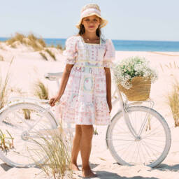 Patachou-Girls Floral Elegance Seersucker Dress | Childrensalon Outlet