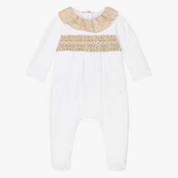 Patachou-Белый хлопковый ромпер с цветочным узором для девочек | Childrensalon Outlet