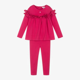 Patachou-Girls Fuchsia Ruffle Leggings Ensemble | Childrensalon Outlet