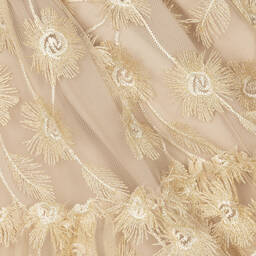 Patachou-Золотистое платье из тюля с цветами | Childrensalon Outlet