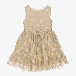 Patachou-Золотистое платье из тюля с цветами | Childrensalon Outlet