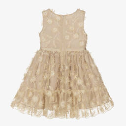 Patachou-Золотистое платье из тюля с цветами | Childrensalon Outlet