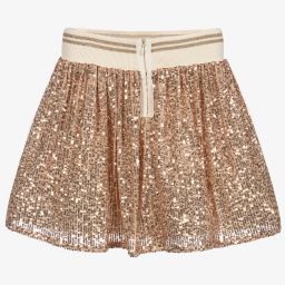 Patachou-Girls Gold Sequin Skirt | Childrensalon Outlet