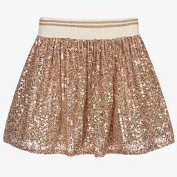 Patachou-Girls Gold Sequin Skirt | Childrensalon Outlet