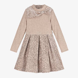 Patachou-Girls Gold Sequin Velvet Dress | Childrensalon Outlet