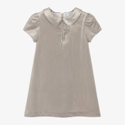 باتاشو-فستان بفيونكة قطيفة لون ذهبي براق | Childrensalon Outlet