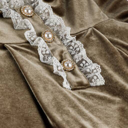 Patachou-Girls Golden Velour Frock | Childrensalon Outlet