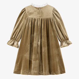 Patachou-Girls Golden Velour Frock | Childrensalon Outlet