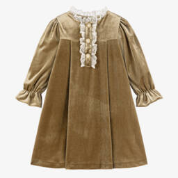 Patachou-Girls Golden Velour Frock | Childrensalon Outlet
