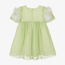 Patachou-Girls Green Bouquet Sleeve Dress | Childrensalon Outlet