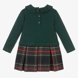 Patachou-Girls Green Bunny Tartan Dress | Childrensalon Outlet