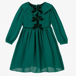 Patachou-Girls Green Chiffon Bow Dress | Childrensalon Outlet