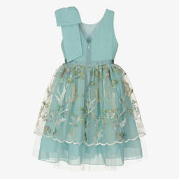 Patachou-Girls Green Embroidered Tulle Dress | Childrensalon Outlet