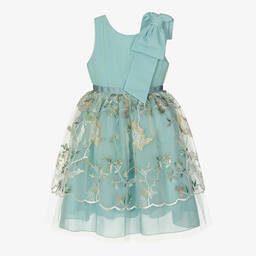 Patachou-Girls Green Embroidered Tulle Dress | Childrensalon Outlet