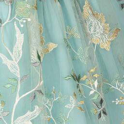 Patachou-Girls Green Embroidered Tulle Dress | Childrensalon Outlet