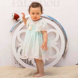 Patachou-Зеленое платье из тюля с вышивкой для девочек | Childrensalon Outlet