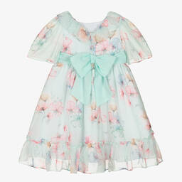 Patachou-Girls Green Floral Chiffon Dress | Childrensalon Outlet