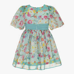 Patachou-Girls Green Floral Chiffon Dress | Childrensalon Outlet