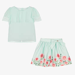 Patachou-Зеленый топ и юбка с цветами | Childrensalon Outlet
