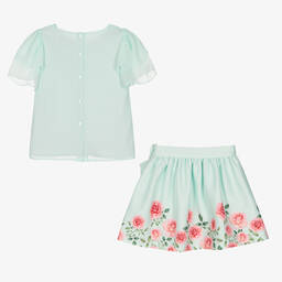 Patachou-Зеленый топ и юбка с цветами | Childrensalon Outlet
