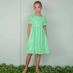 Patachou-Girls Green Lace Dress | Childrensalon Outlet