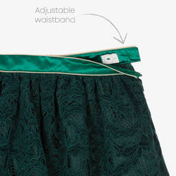 Patachou-تنورة مخمل دانتيل لون أخضر | Childrensalon Outlet