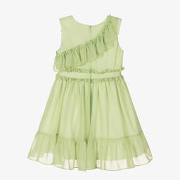 Patachou-فستان كريب شيفون لون أخضر | Childrensalon Outlet